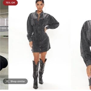 Overcast Mini Denim Dress- Fashion Nova